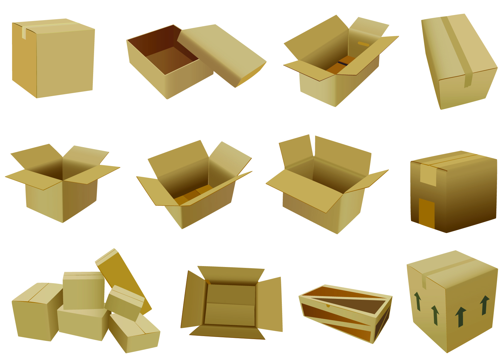 shopping box bags icons modern 3d sketch