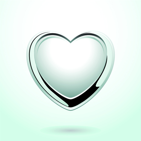 heart medal icon modern shiny silver design