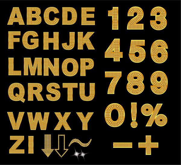 education background flat golden digits alphabets decor