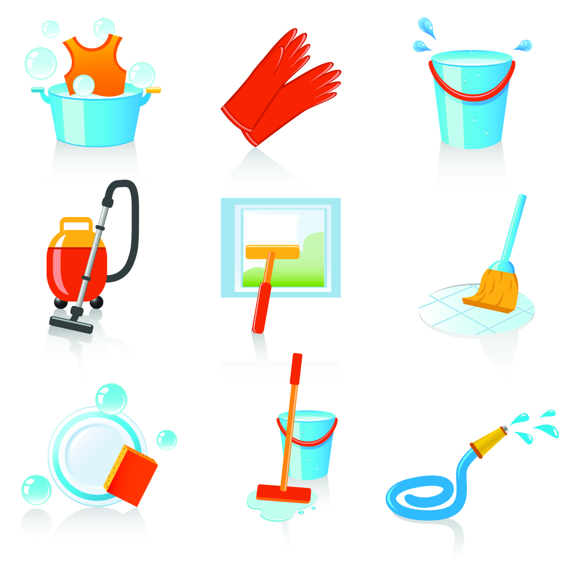 cleaning work design elements colorful tools icons