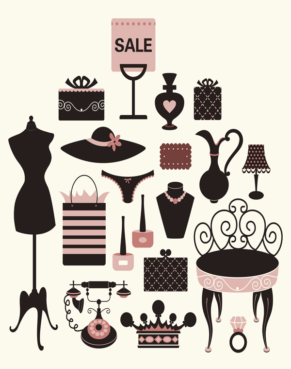 lady accessories design elements products objects icons