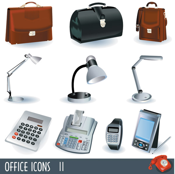 office elemtns icons modern 3d design