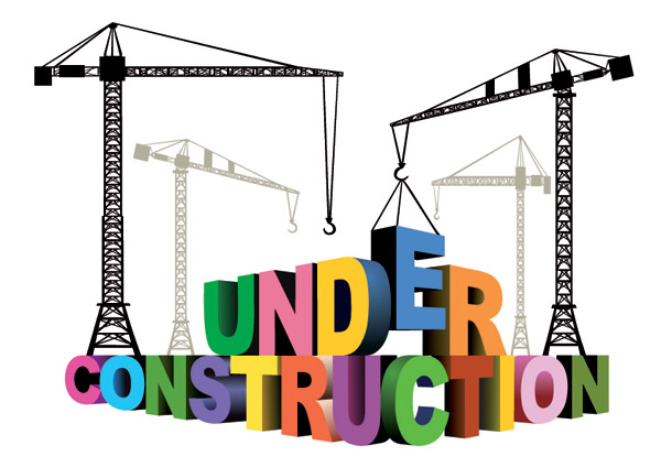 construction banner cranes 3d texts decor