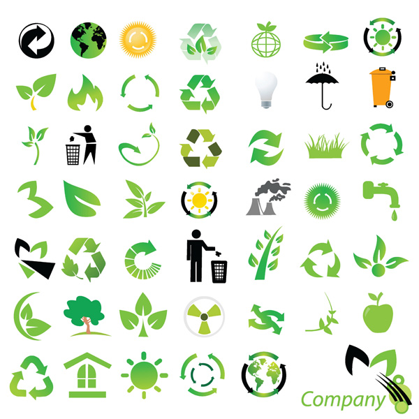 eco design elements green black symbols decor