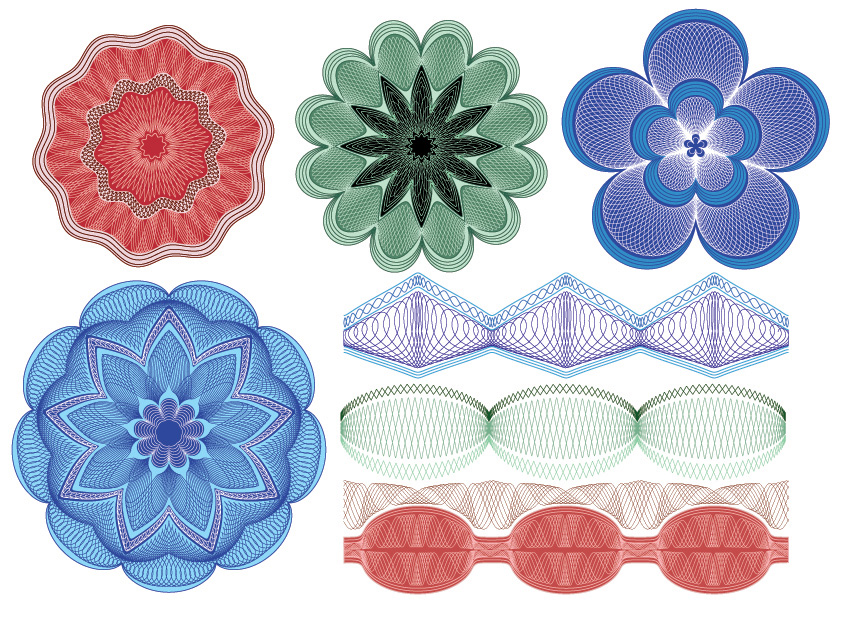 pattern design elements symmetric seamless decor flowers icons