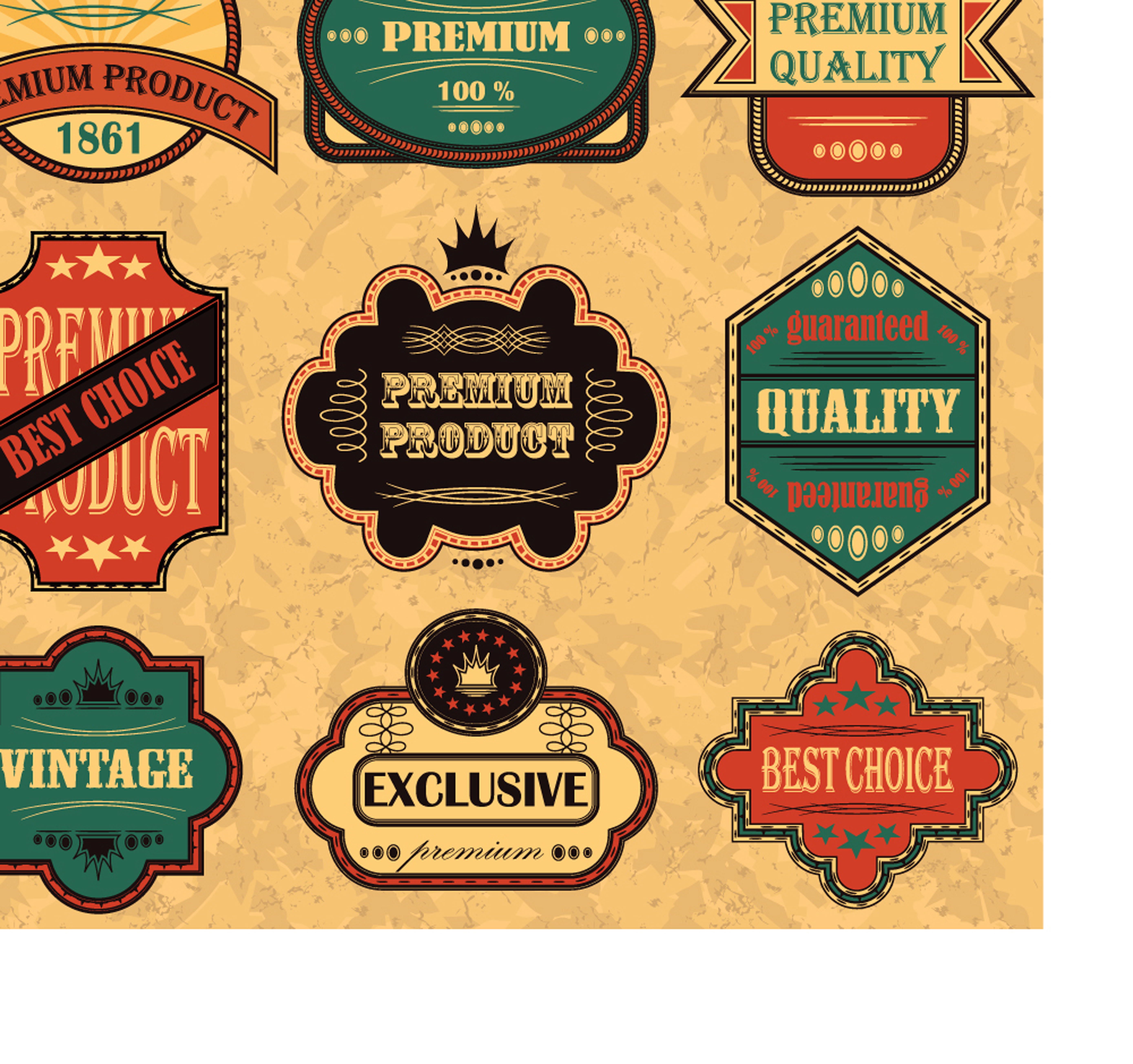 retro sticker label 03 vector