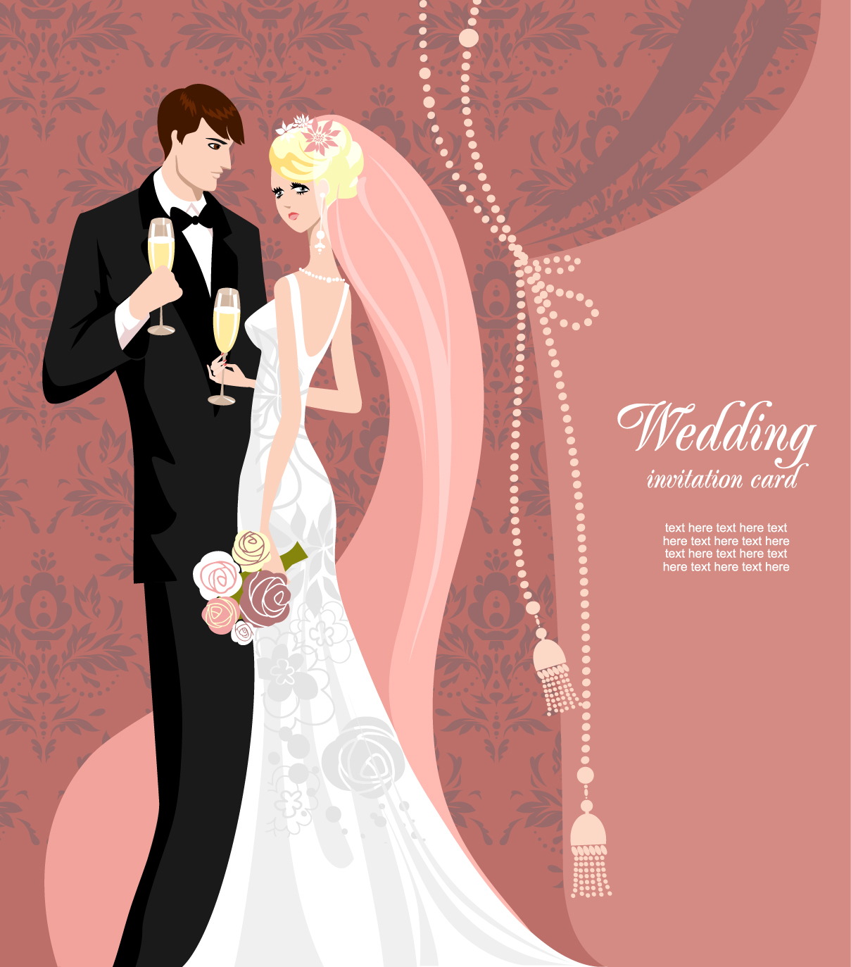 wedding card background 03 vector