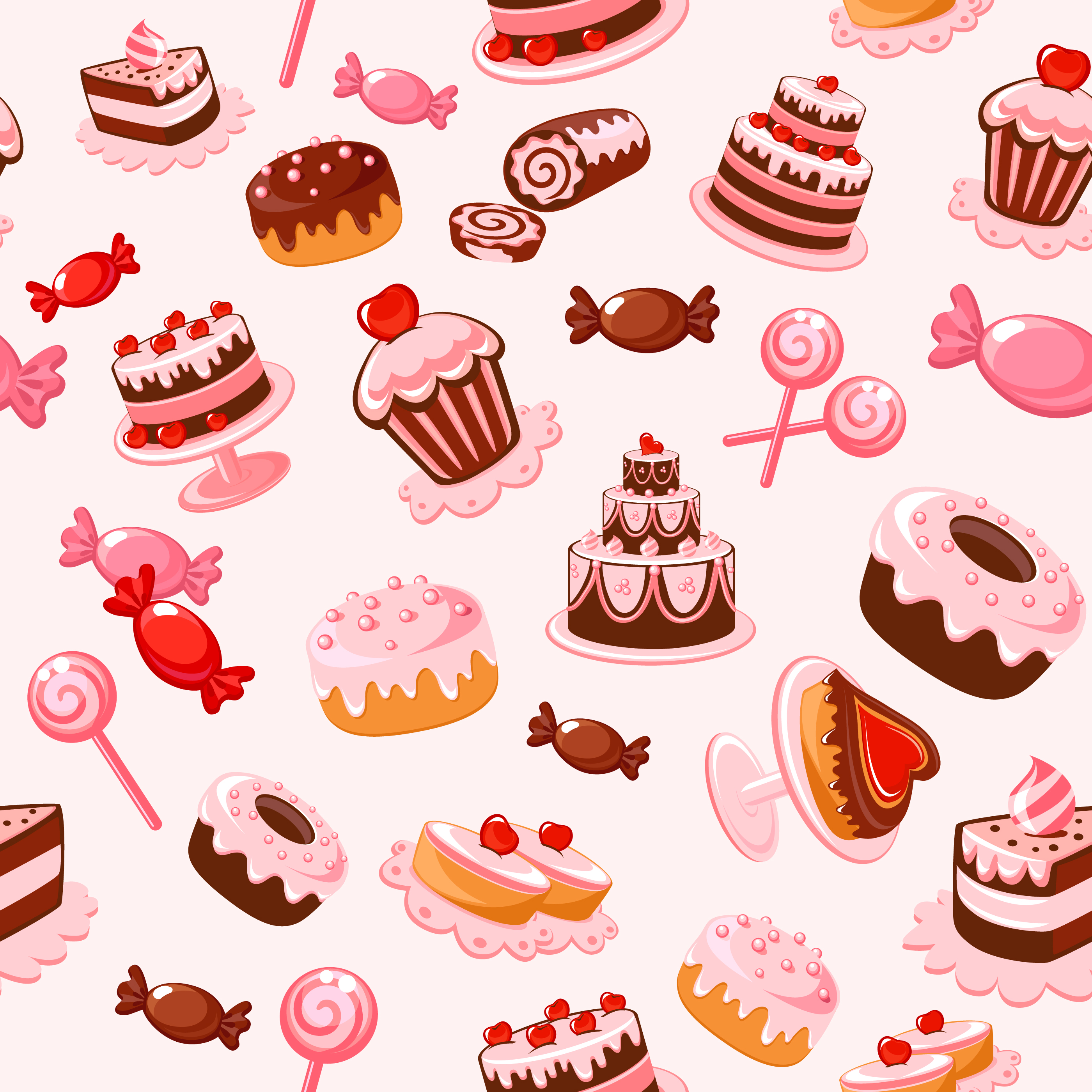 cartoon dessert background 01 vector