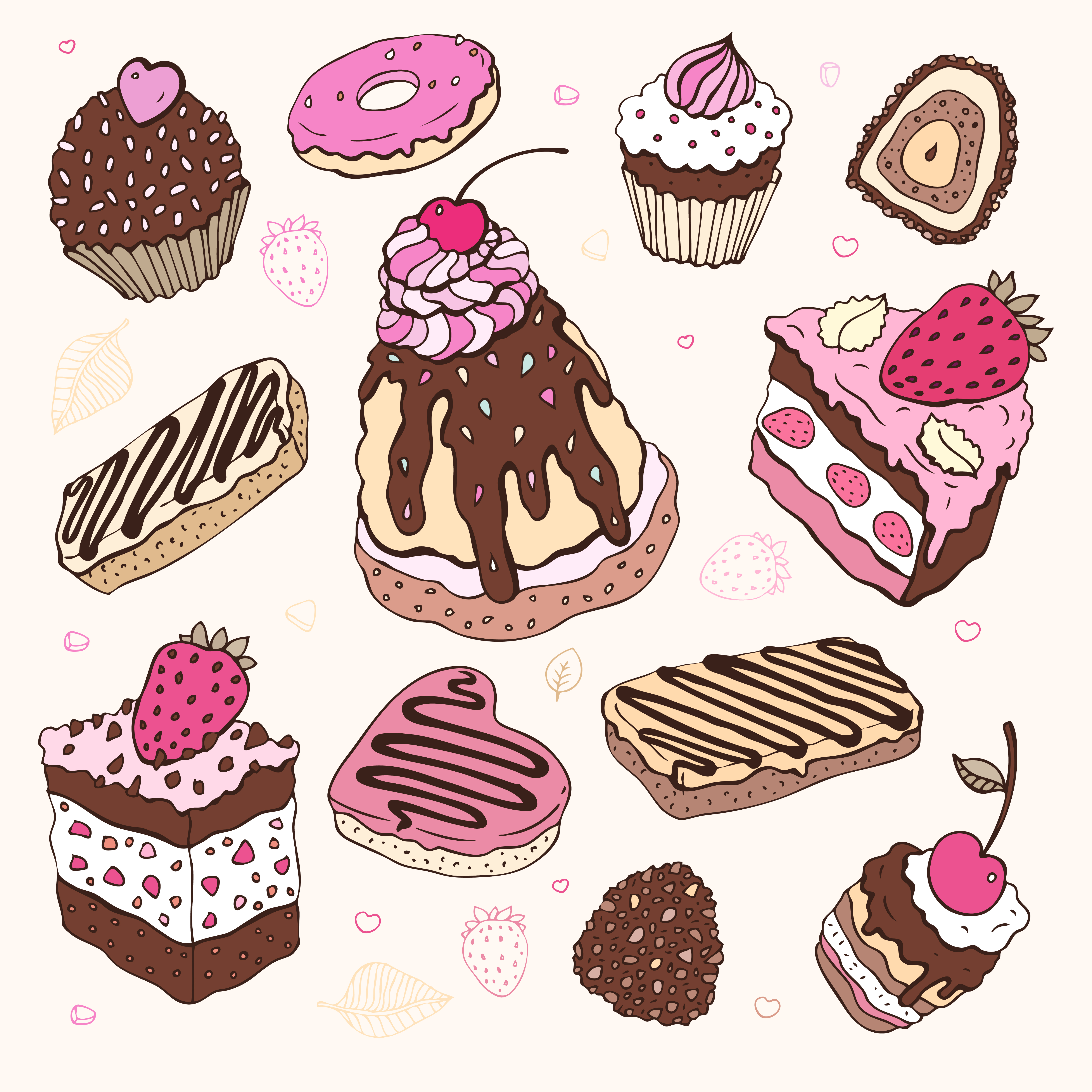 cartoon dessert background 03 vector