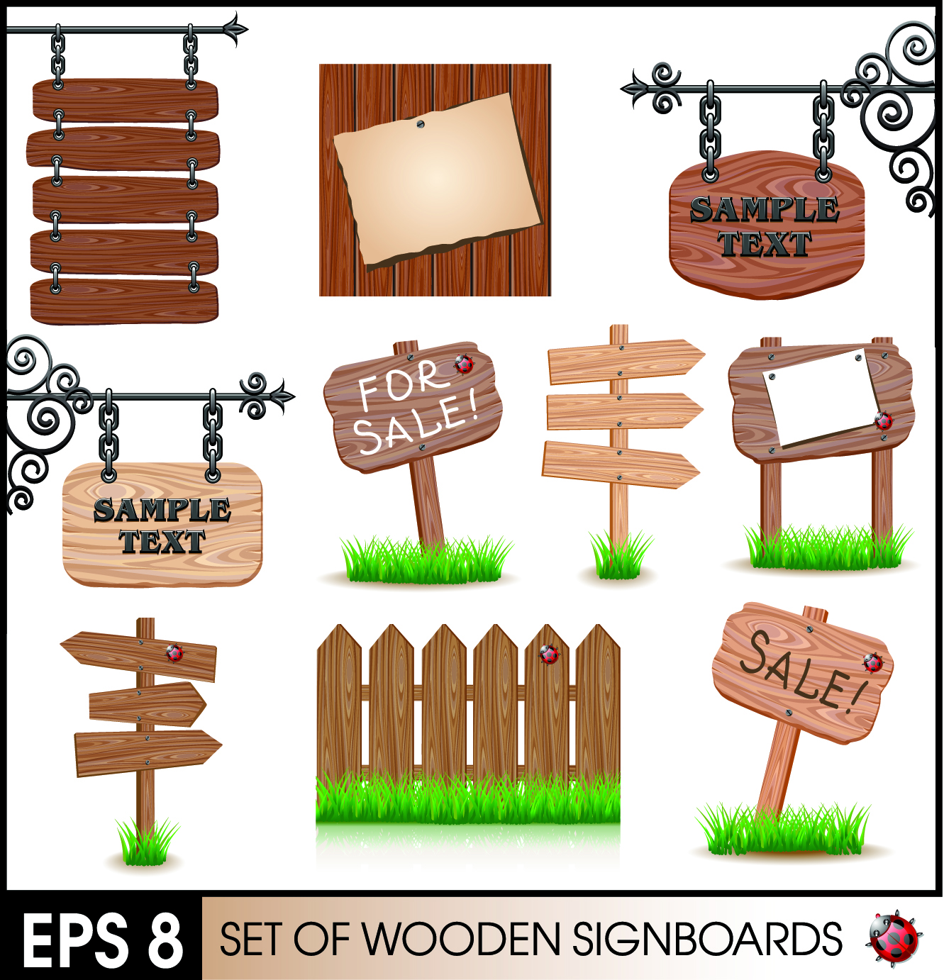 wood signs 02 vector