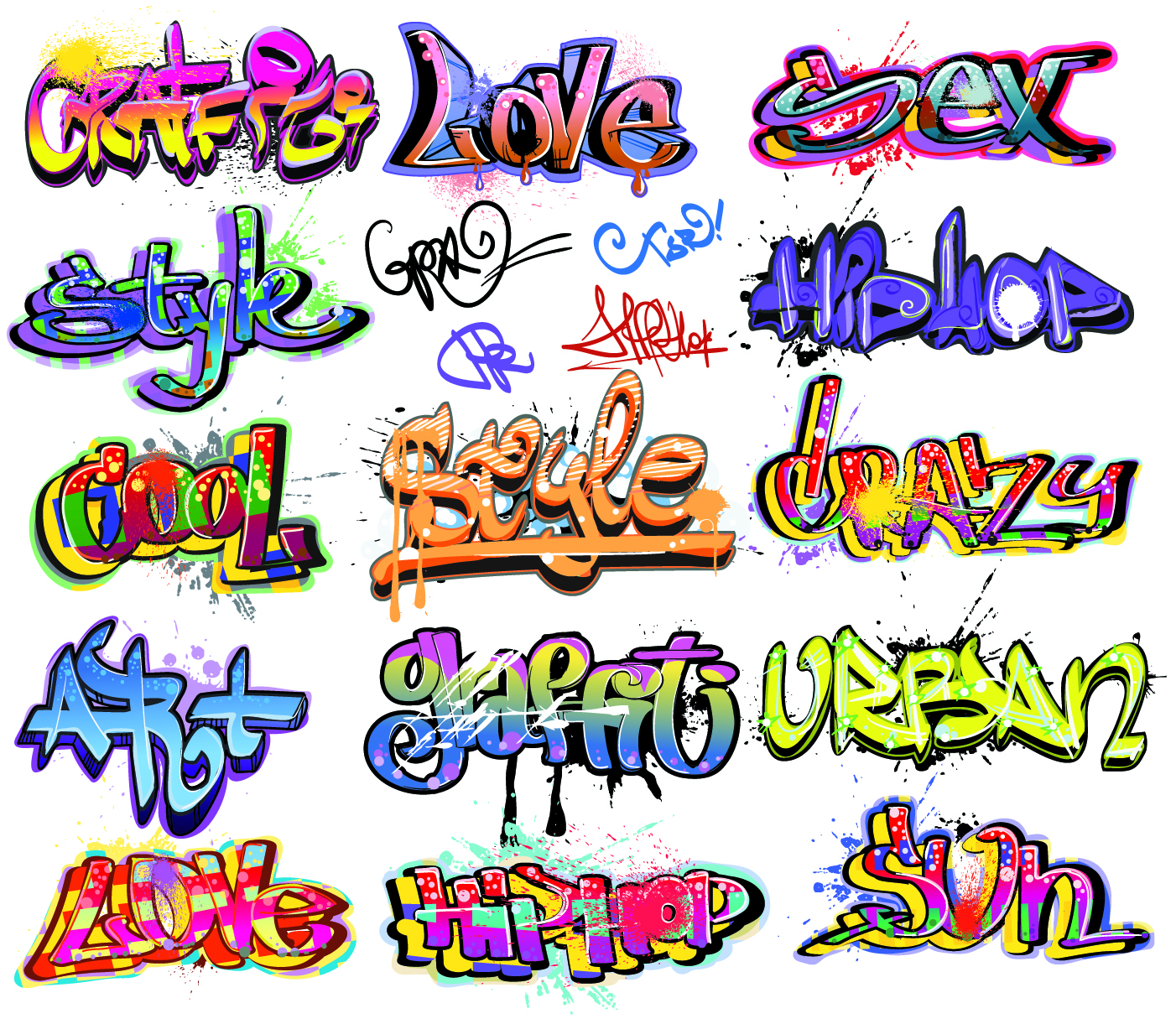 beautiful graffiti font design 01 vector