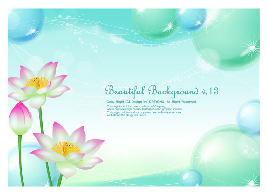 lotus and water bubbles background vector