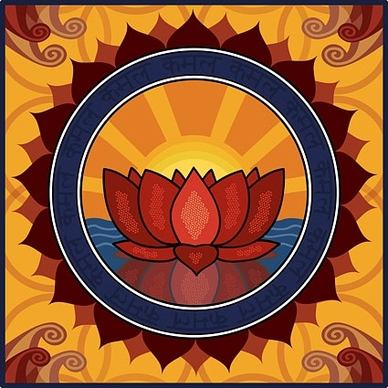 lotus motif background yellow decoration traditional orientation style