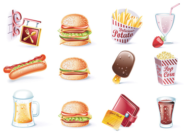 fine fastfood icon vector