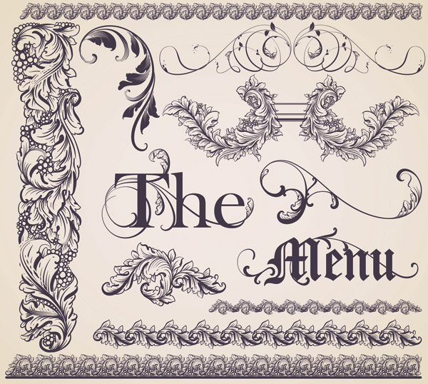 european gorgeous restaurant menu pattern vector 2