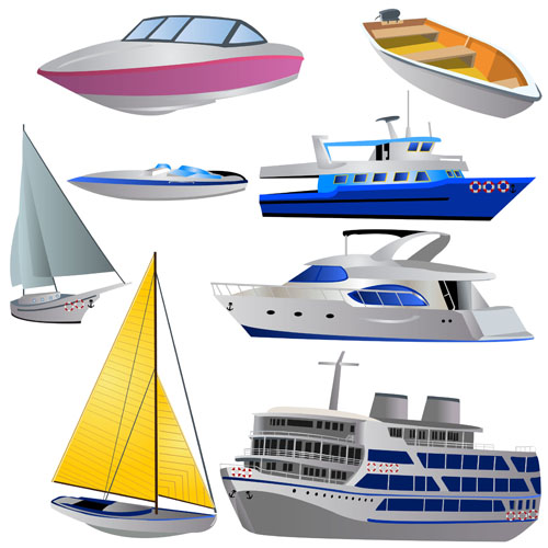 ships icons colored modern 3d sketch