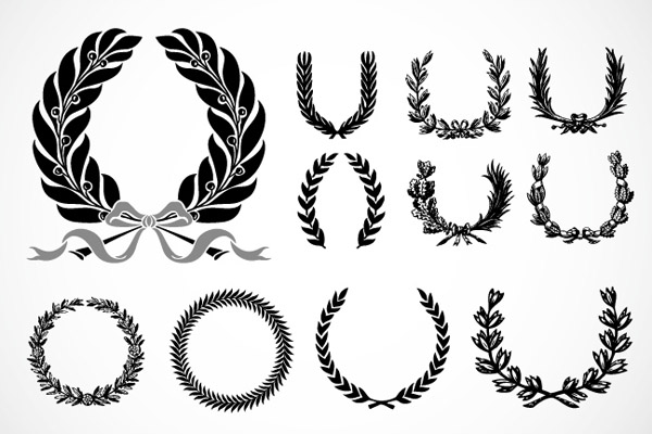 wreath icons classical black white symmetric circle decor