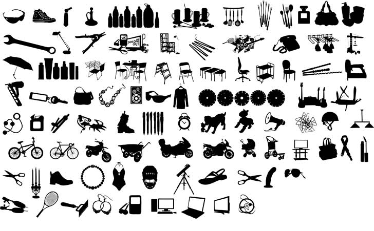 black and white design elements vector series 12 items silhouette