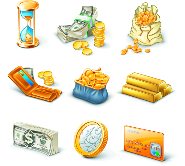 wealth design elements coin money gold icons