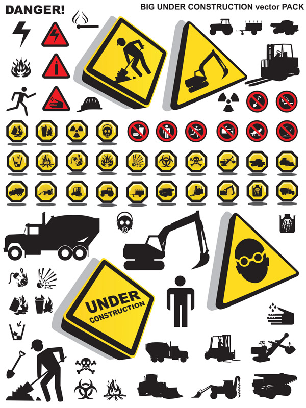 traffic construction sign collection silhouette decor