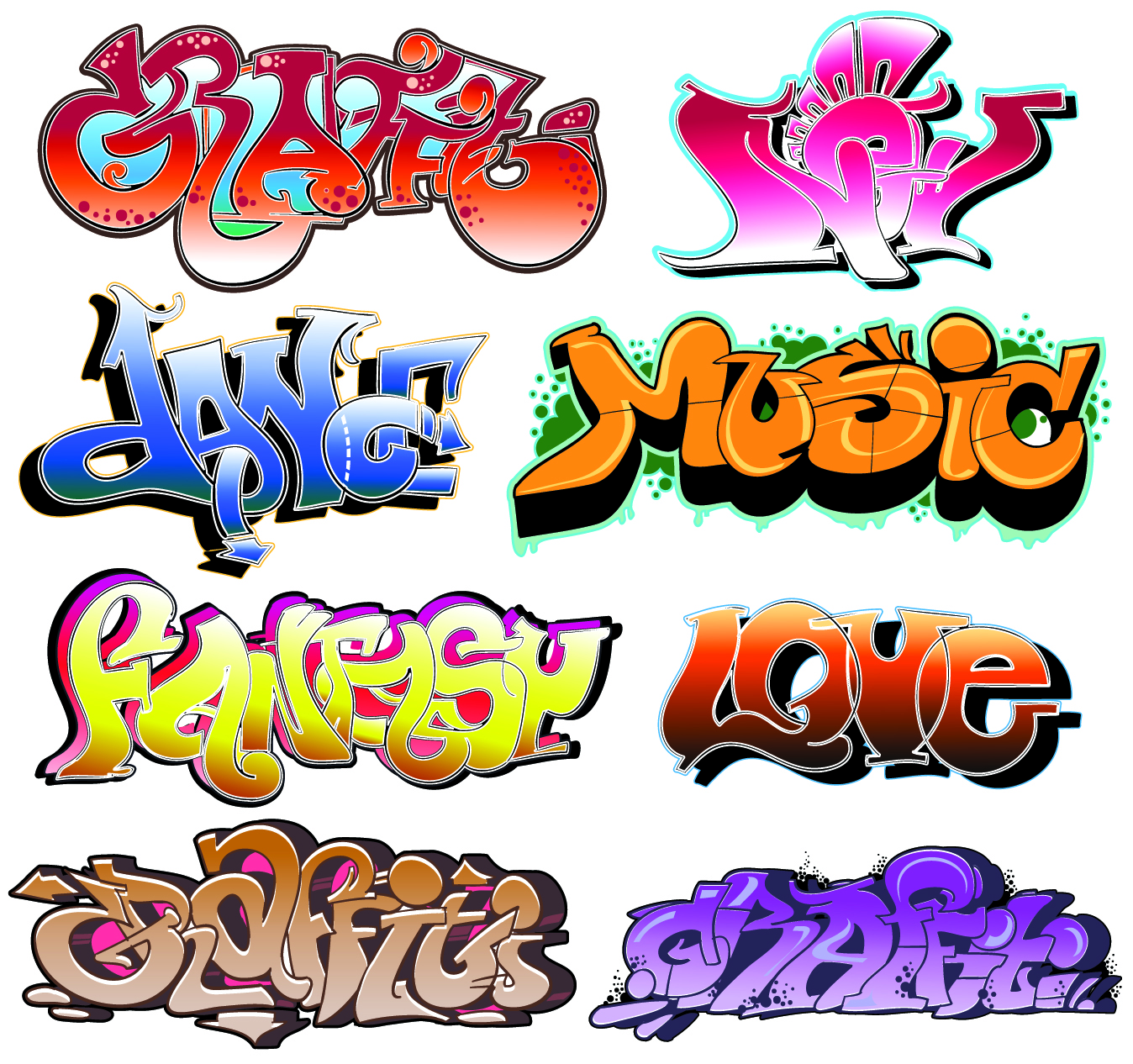 beautiful graffiti font design 03 vector