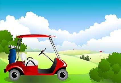 golf course under the blue sky vector