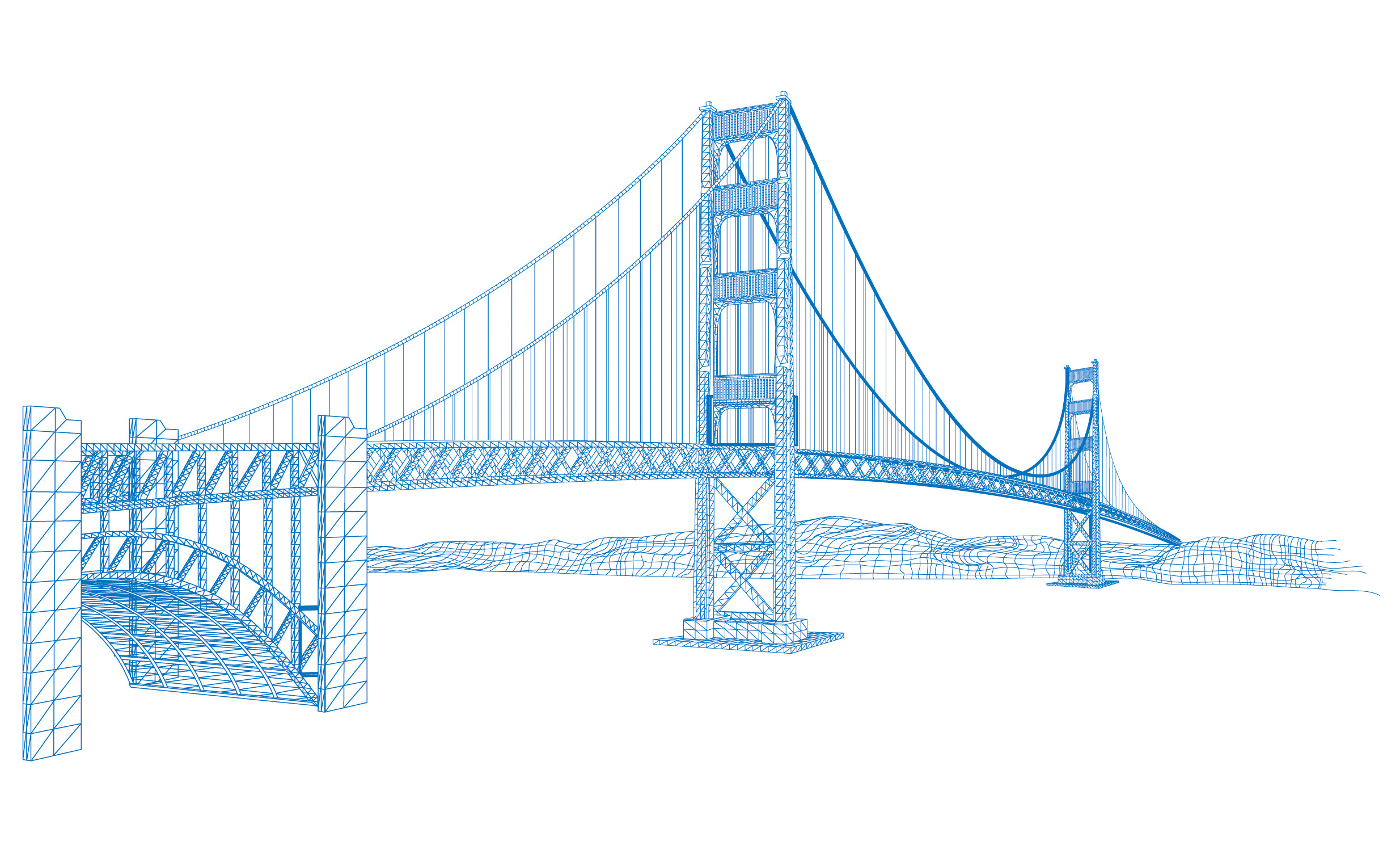 modern bridge drawing 3d colored sketch