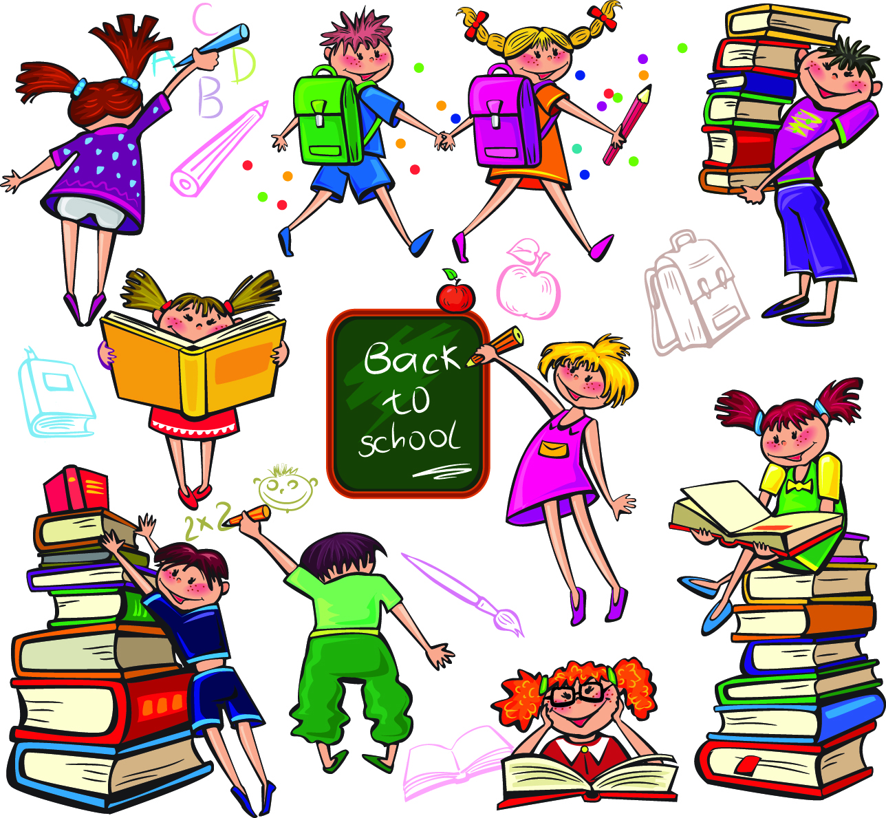 cute colorful cartoon boys and girls 01 vector image