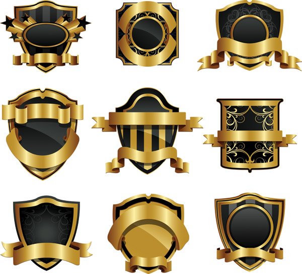 gold shield badge vector