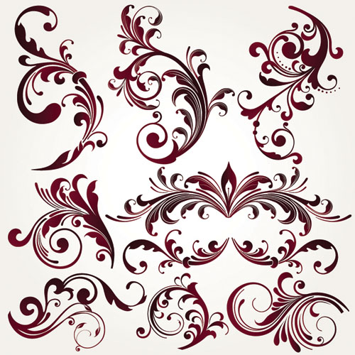 pattern design elements retro symmetrical seamless curves sketch