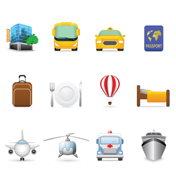 travel symbols icons collection colored objects design