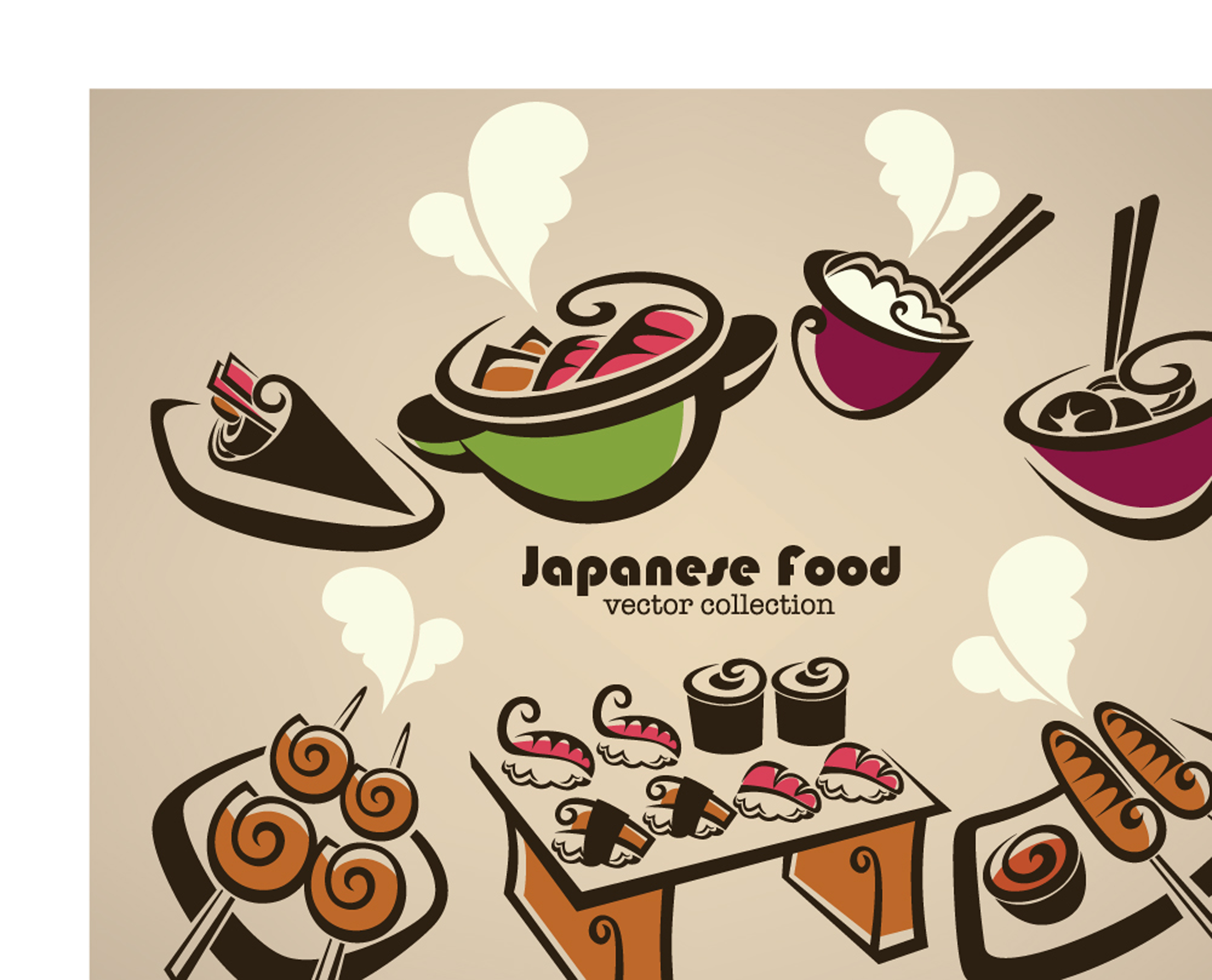 cartoon handpainted food 01 vector