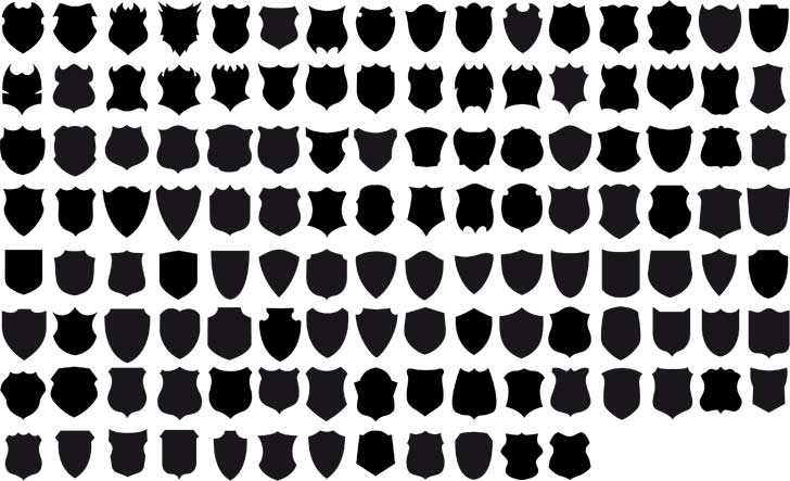 series of black and white design elements vector 14 shield