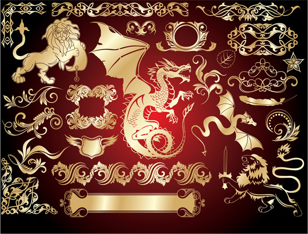 european gold design elements vector 3 trend