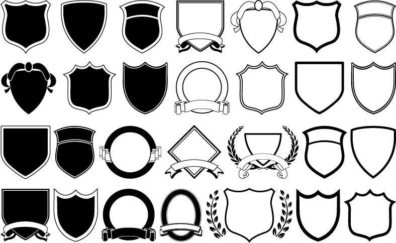 a variety of shield shapes vector