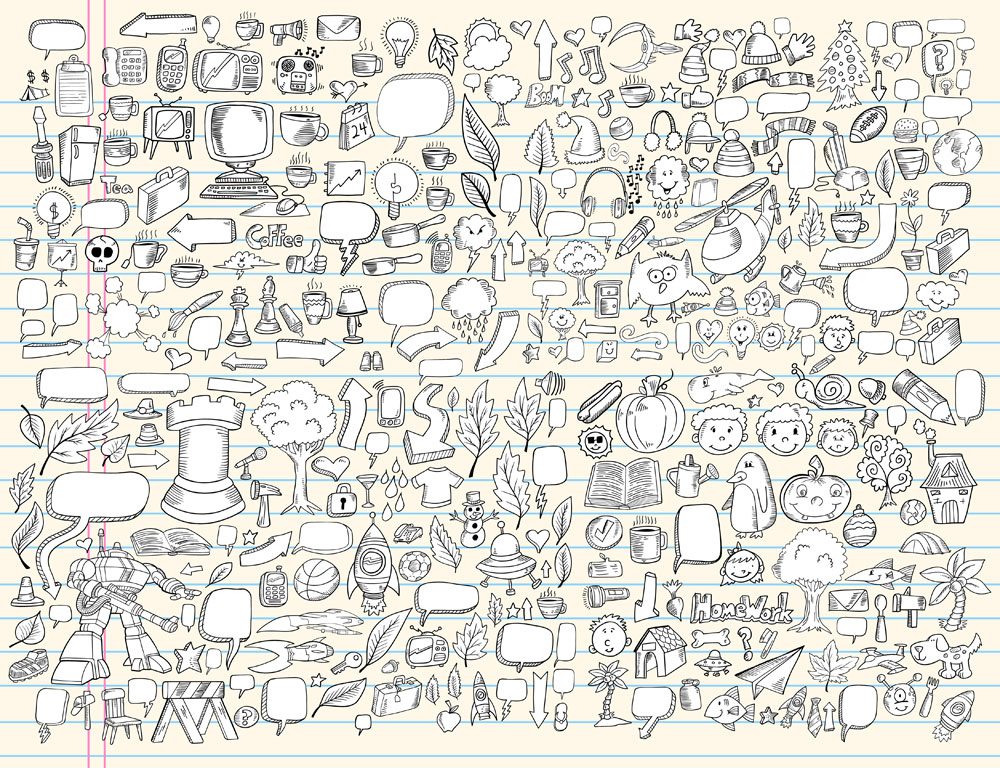 doodles background template classical handdrawn symbols shapes