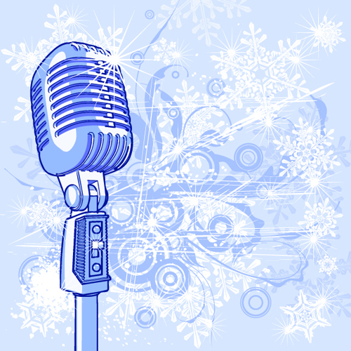 music background microphone icon sparkling 3d sketch