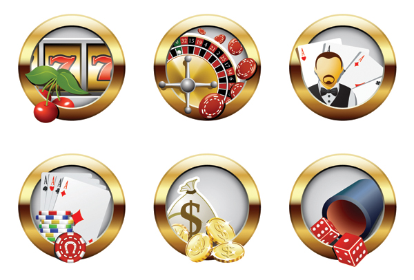 gambling design elements shiny golden circles decor