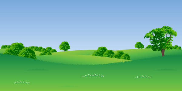 landscape background green meadow decor 3d cartoon design