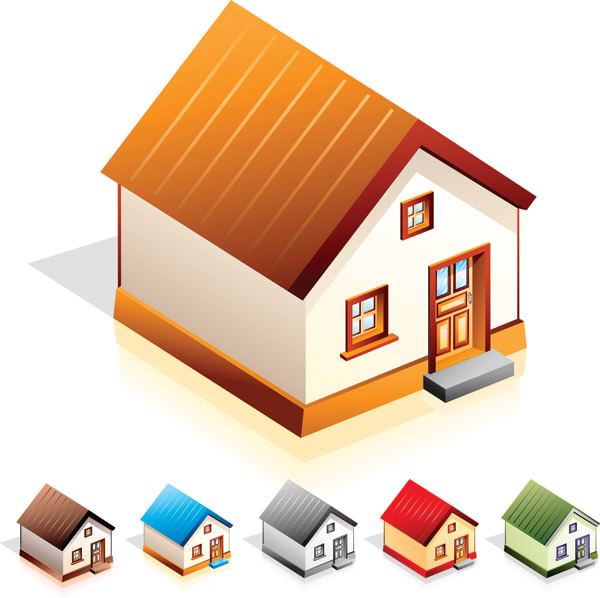 small house icons templates colorful 3d sketch