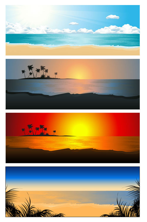 sea scene backgrounds modern design sunrise sunset sketch