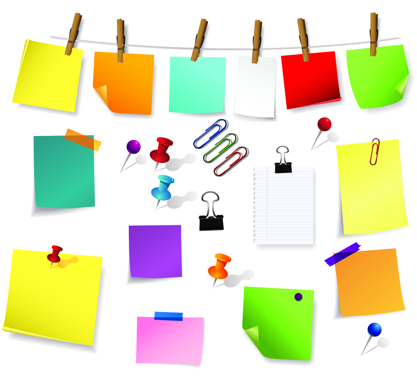 note stickers design elements colorful modern sketch