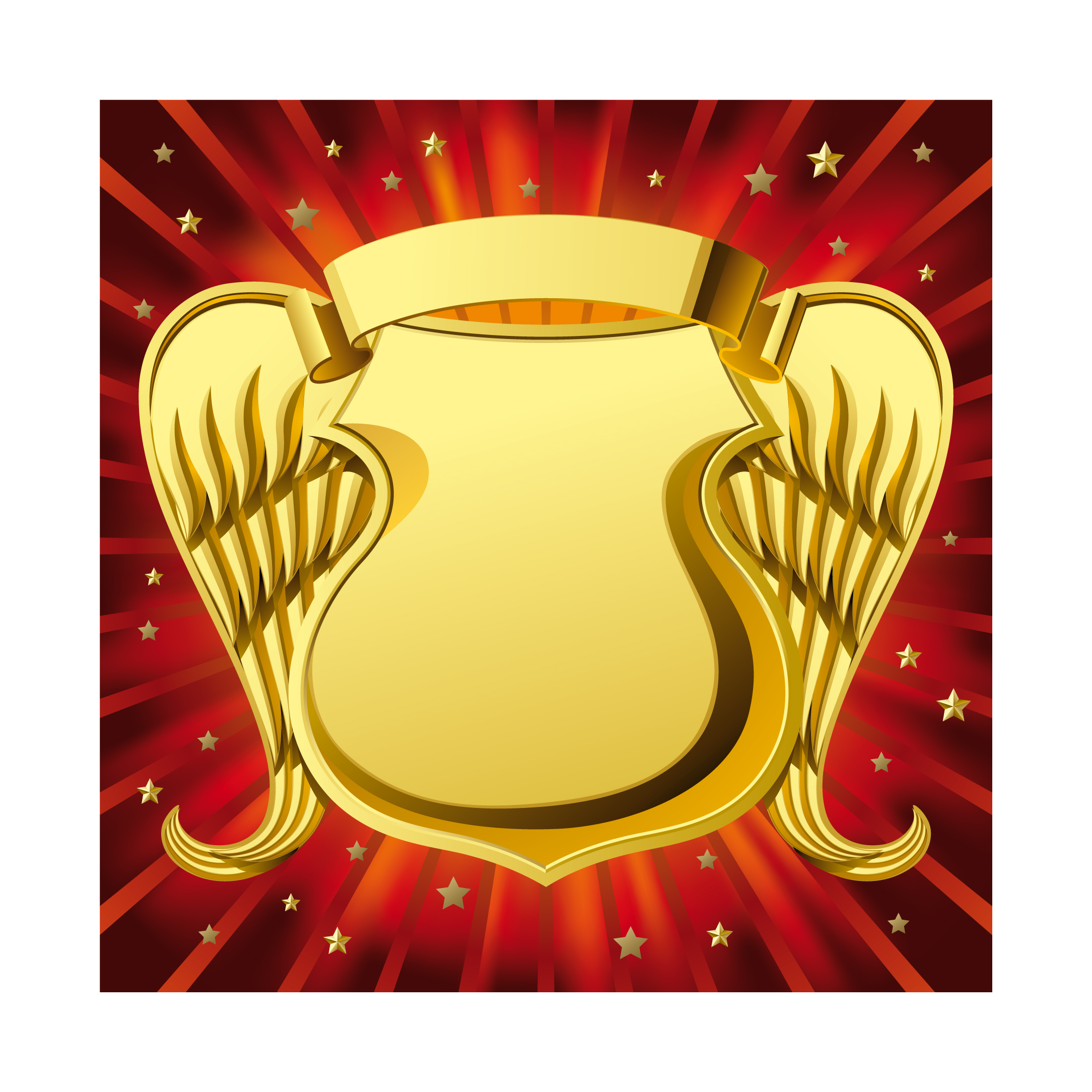 award template dynamic golden 3d symmetric winged shield