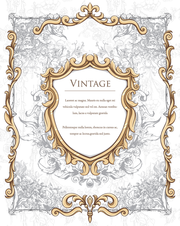 retro frame template luxury symmetrical elegant royal decor