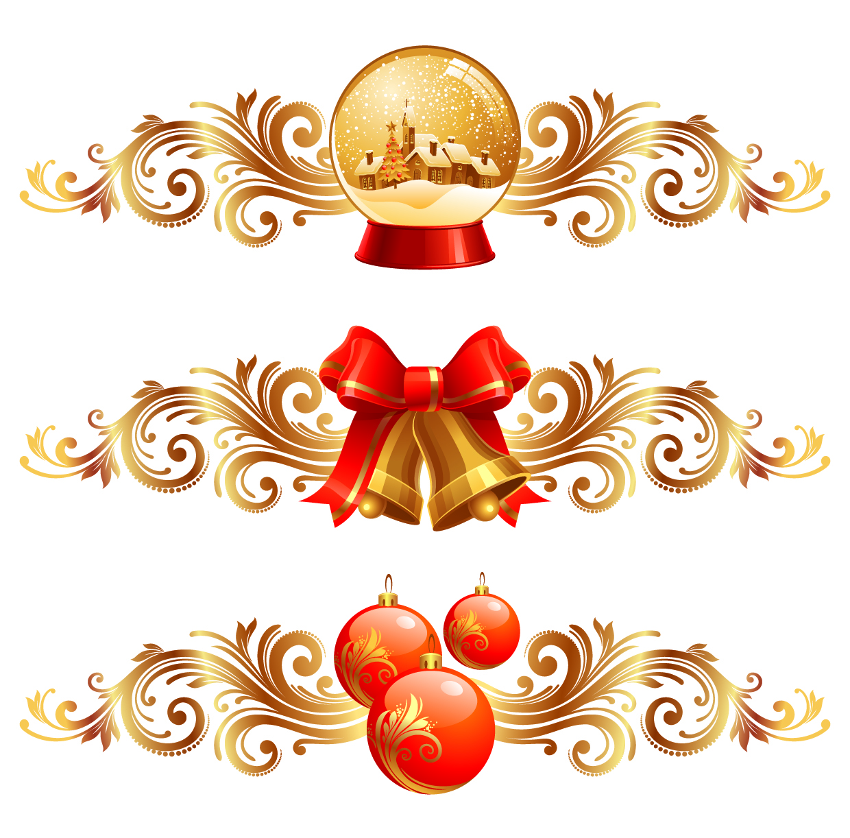 christmas design elements shiny bauble ball bell sketch