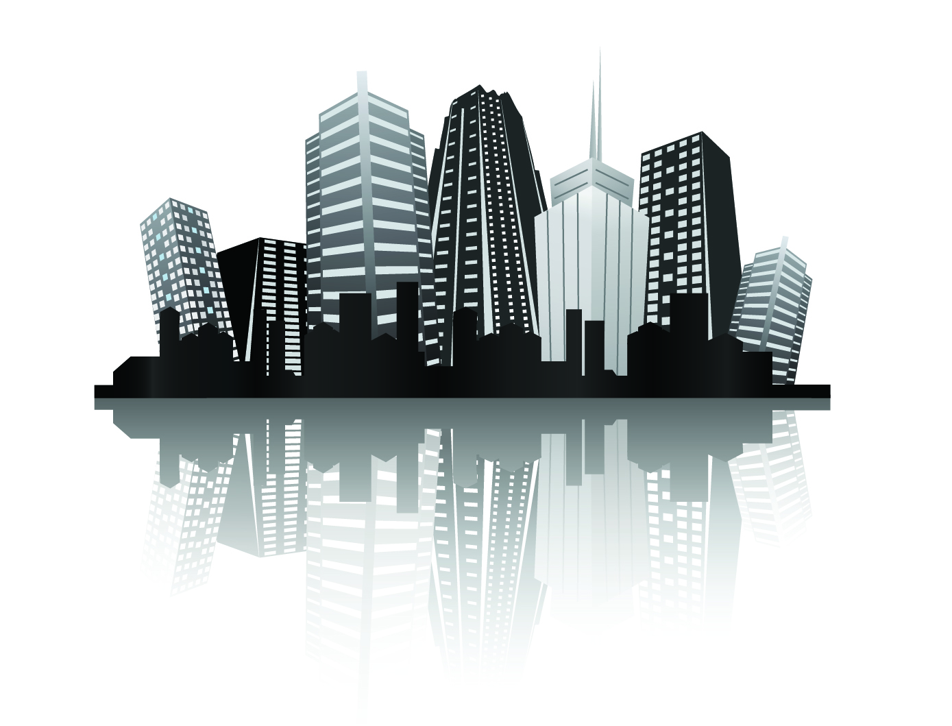 urban background skyscrapers icon black white reflection design