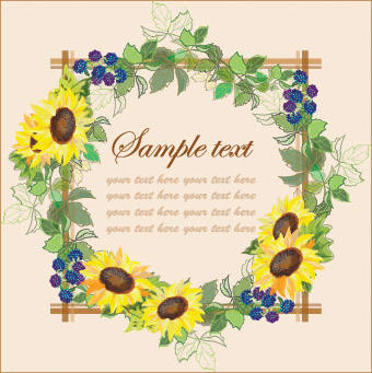 card cover template colorful floral border decor