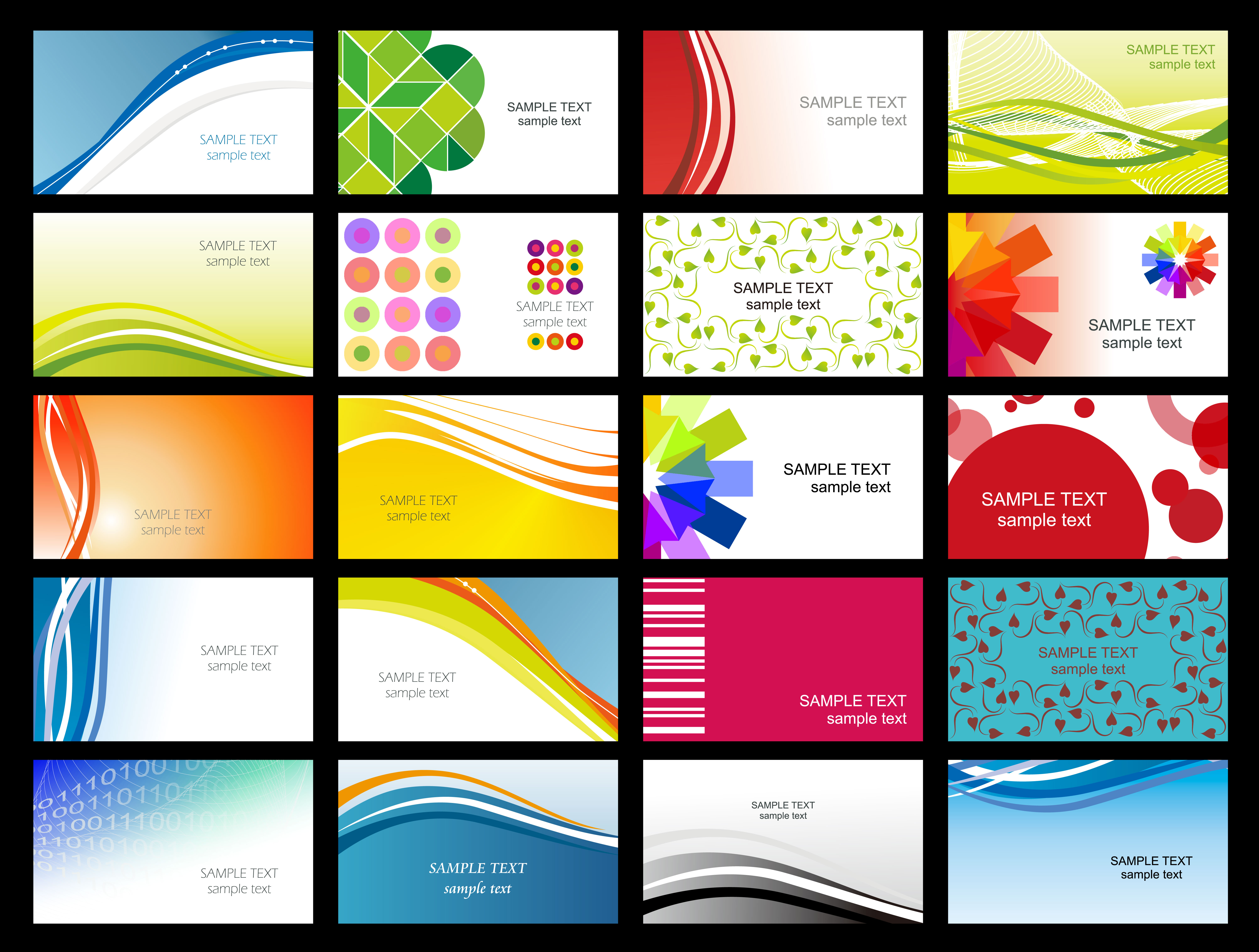 variety of dynamic flow line of business card templates 02 vector