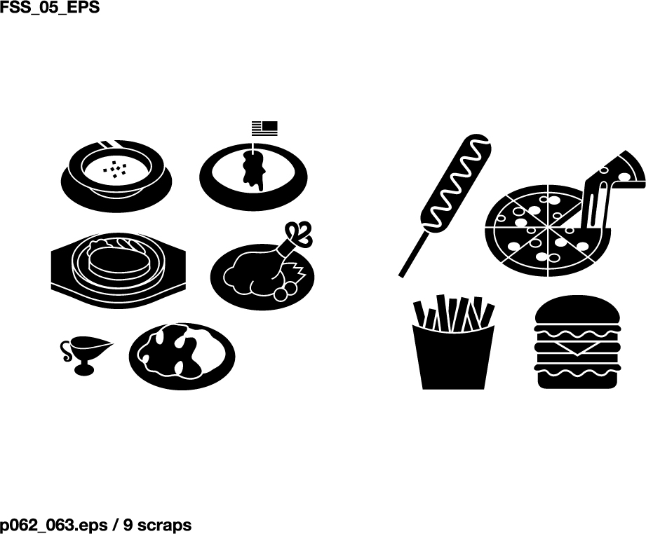 various elements of vector silhouette food category 59 elements