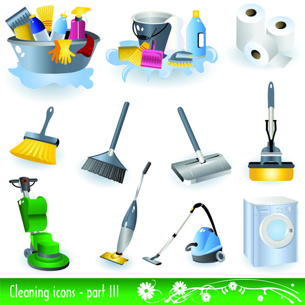 cleaning supplies icon vector